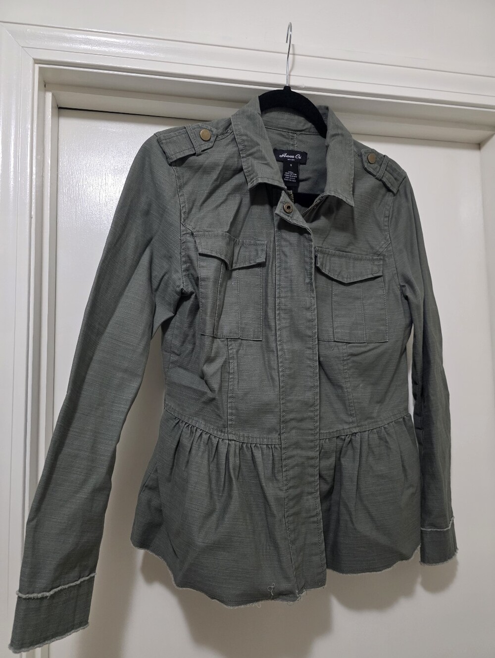 Anna Cai Olive Utility Peplum Jacket